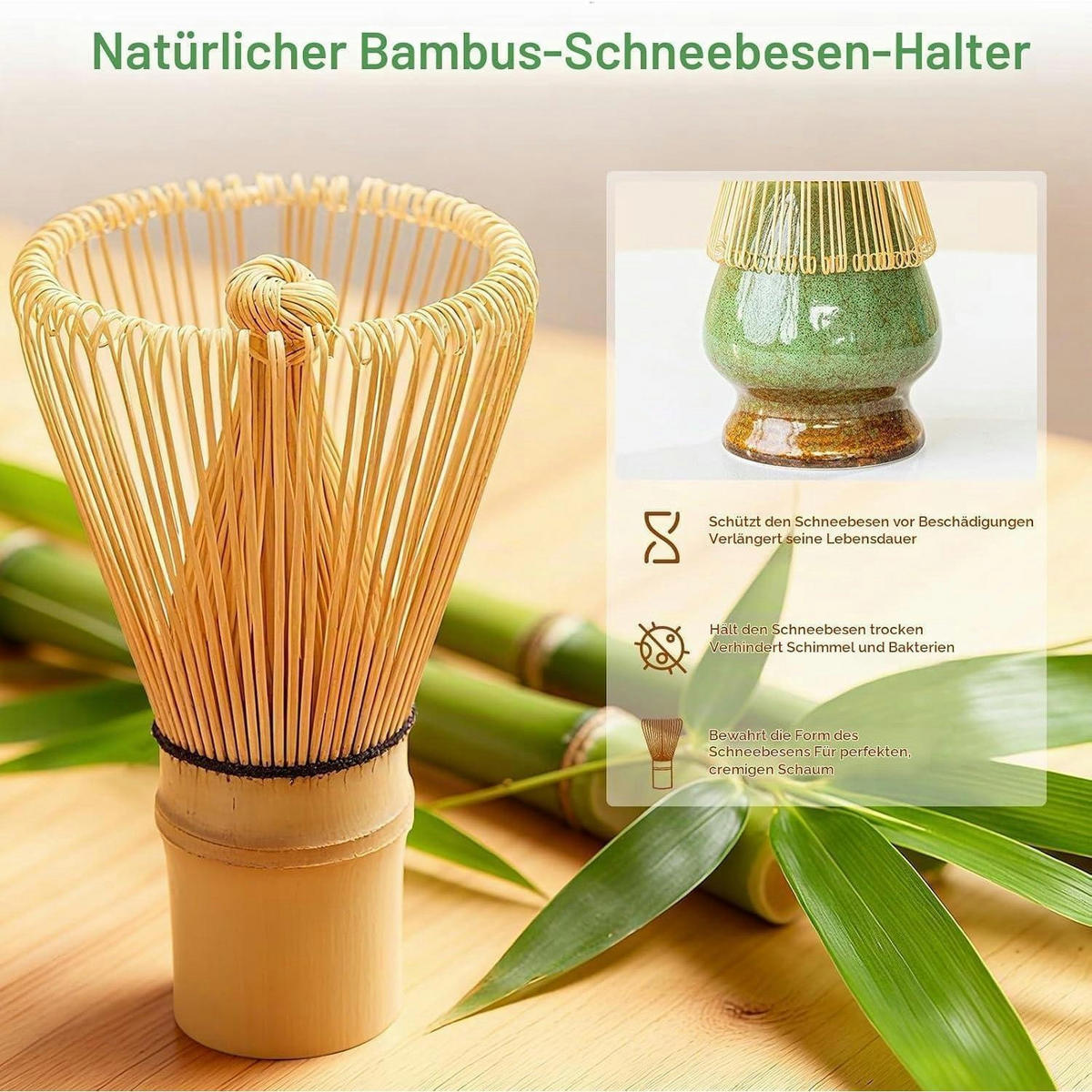 MATCHA Set 8-teiliges Premium Tea Set mit Bambus-Chasen Grün - Grün, Keramik (13/10.5/13cm)