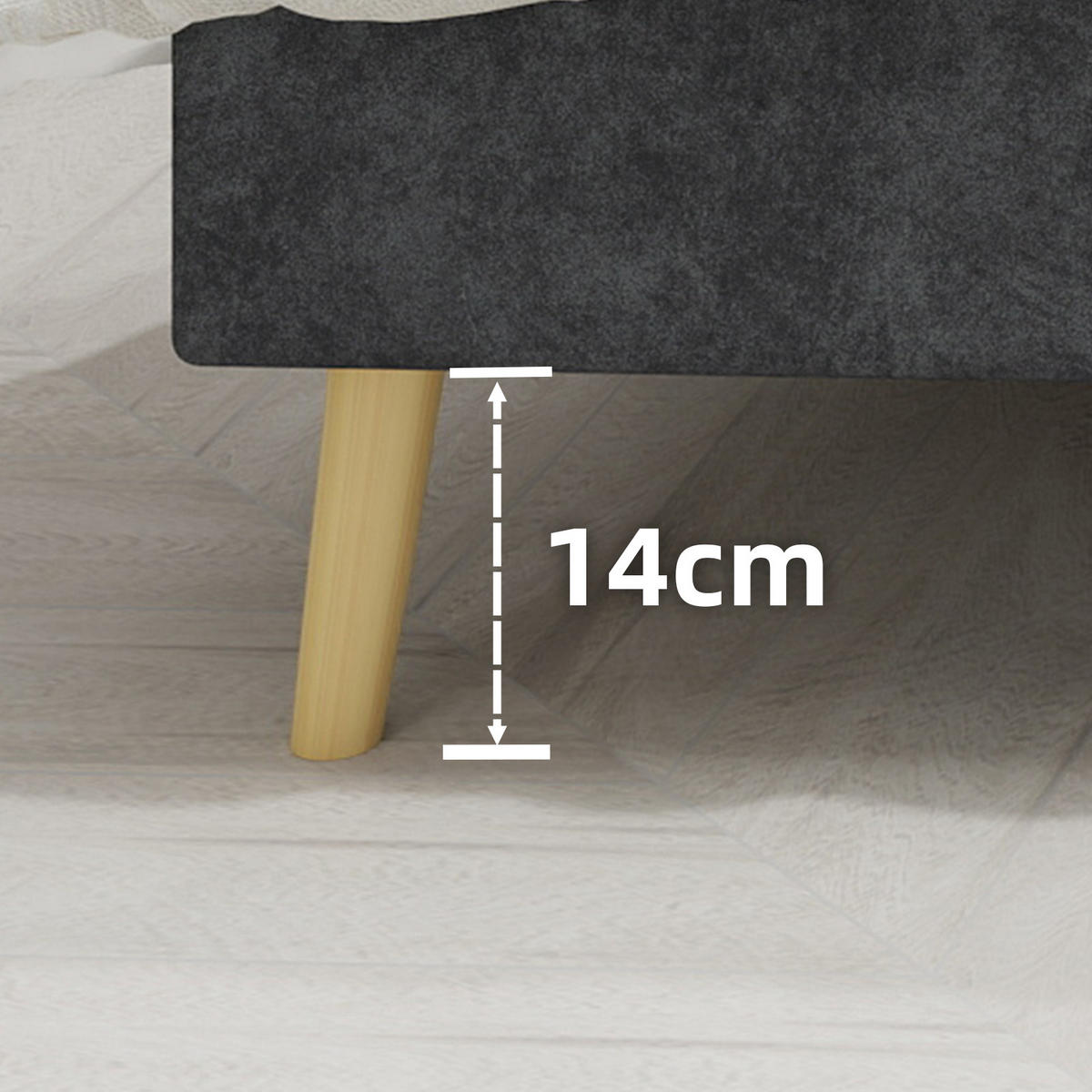 POLSTERBETT 140x200 cm ohne Stauraum grau - Grau, Textil (140/200cm) - LEBENLANG