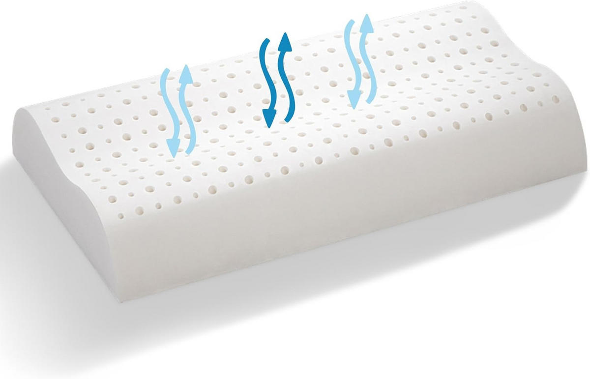 LATEX Kopfkissen Anatomic 38x60 cm – ergonomisch, atmungsaktiv, orthopädisch, für Seitenschläfer - Weiß, Naturmaterialien/Textil (38/60cm) - Letti Moderni