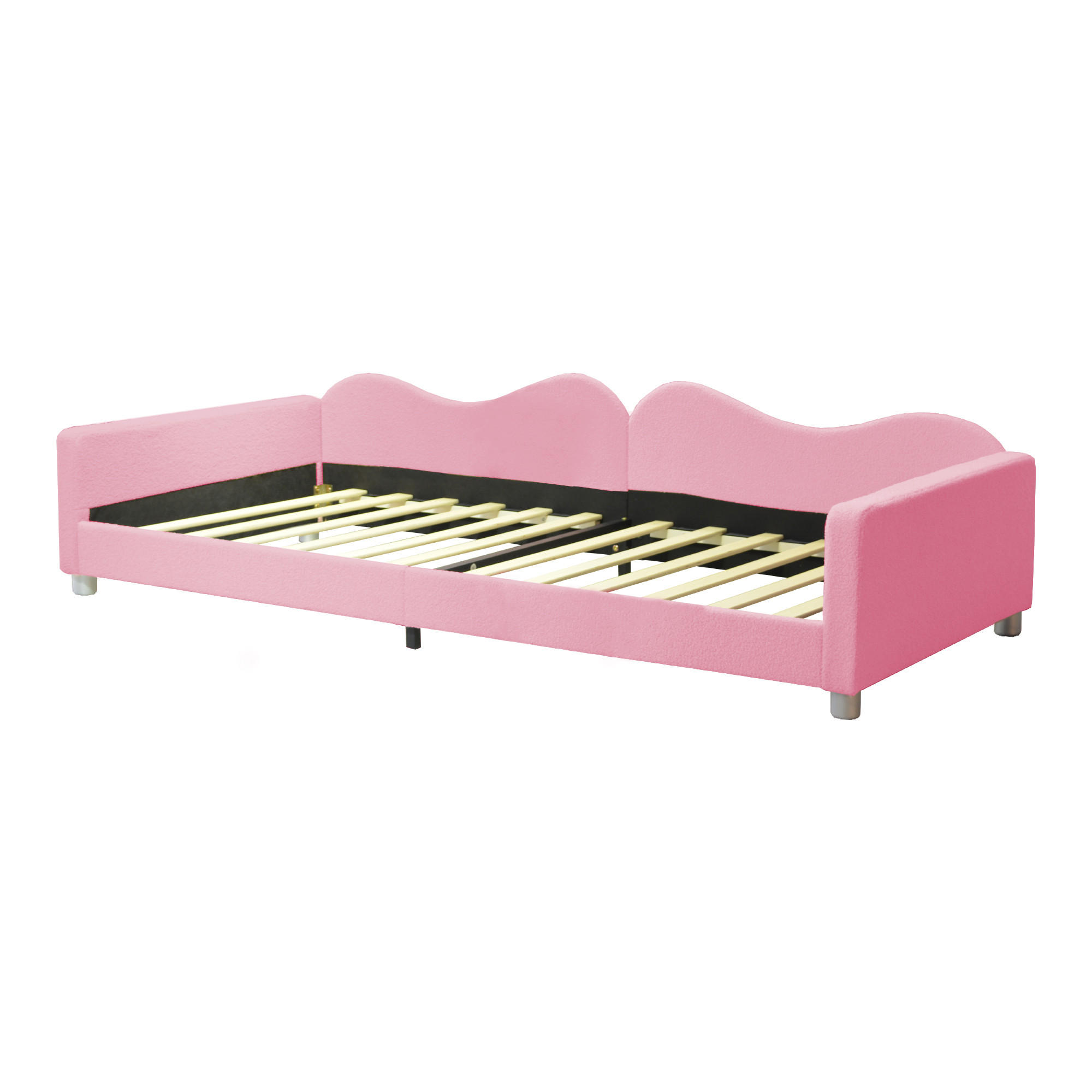 POLSTERBETT mit Rückenlehne und Armlehnen Rosa 90x200 cm Textil - Pink, Textil (90/200cm) - SONNENH