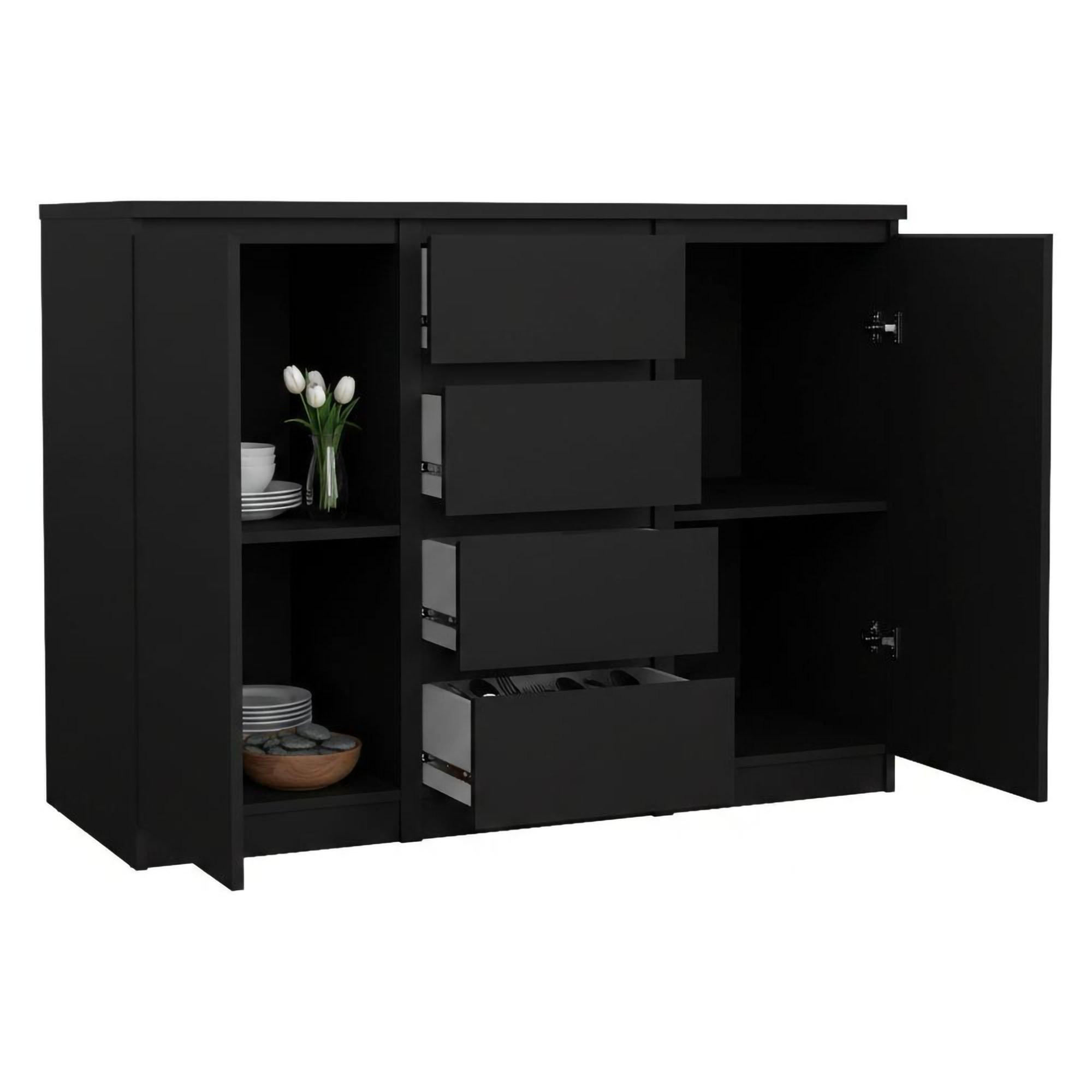 KOMMODE Schwarz 50/120.8/90.7 cm - Schwarz, Holzwerkstoff (121/91/50cm) - DMORA