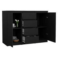 KOMMODE Schwarz 50/120.8/90.7 cm - Schwarz, Holzwerkstoff (121/91/50cm) - DMORA