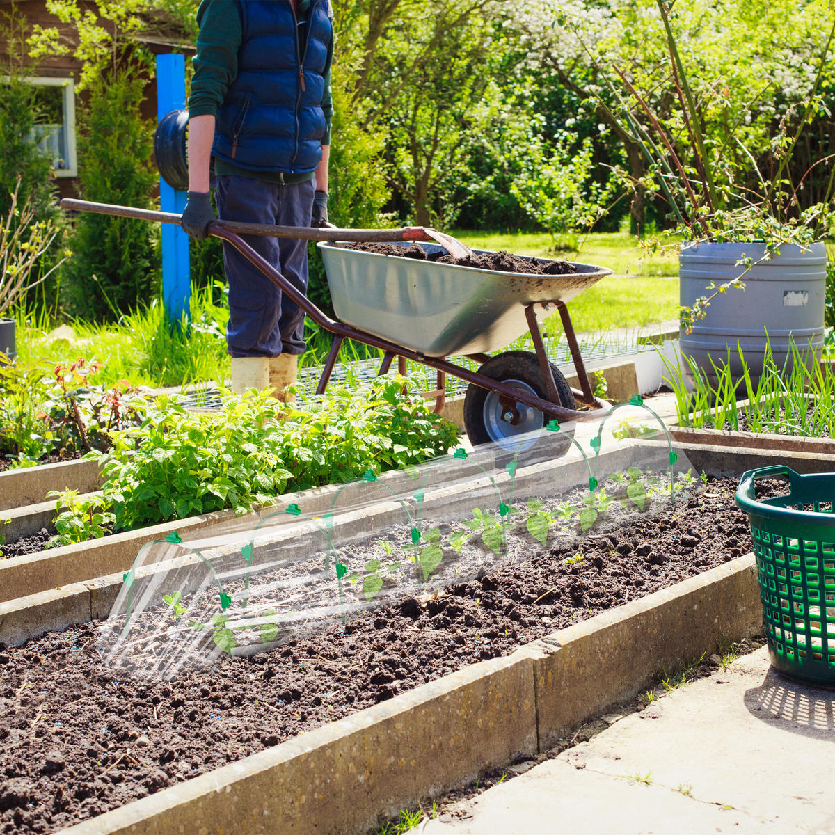 12XTUNNELBOGEN - Dunkelgrün, Kunststoff/Metall (33/31/1cm) - Relaxdays