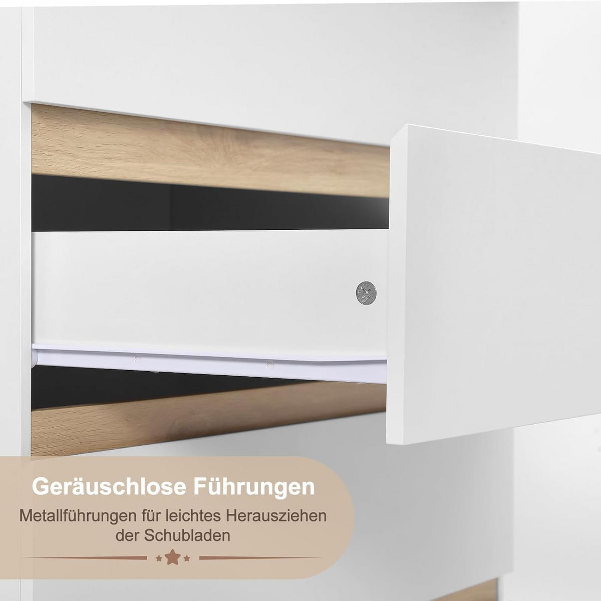 WICKELKOMMODE mit 3 Schubladen Weiß+Eiche 48 x 80 x 78 cm - Eichefarben, Holzwerkstoff (80/78/48cm) - Woltu