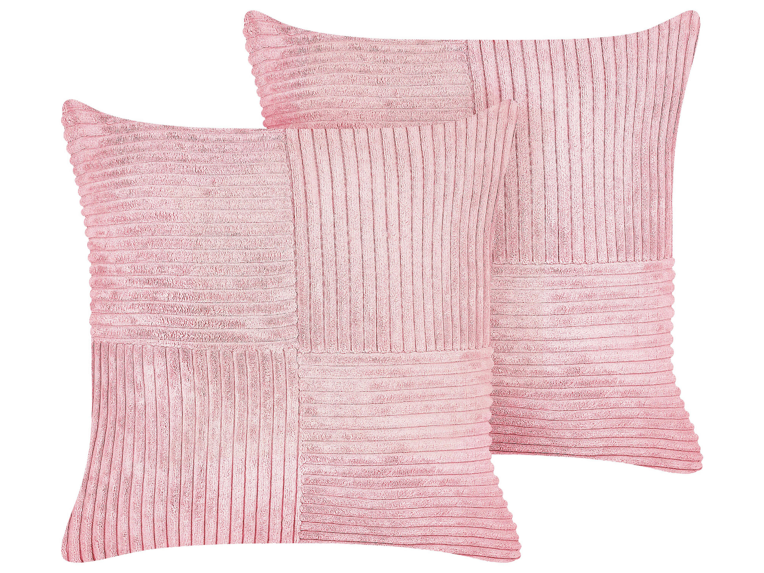 DEKOKISSEN CORD 2er-Set Rosa 43/43 cm Millet - Pink, Textil (43/43cm) - Beliani