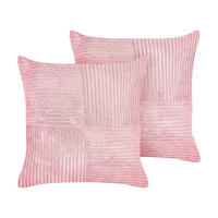 DEKOKISSEN CORD 2er-Set Rosa 43/43 cm Millet - Pink, Textil (43/43cm) - Beliani
