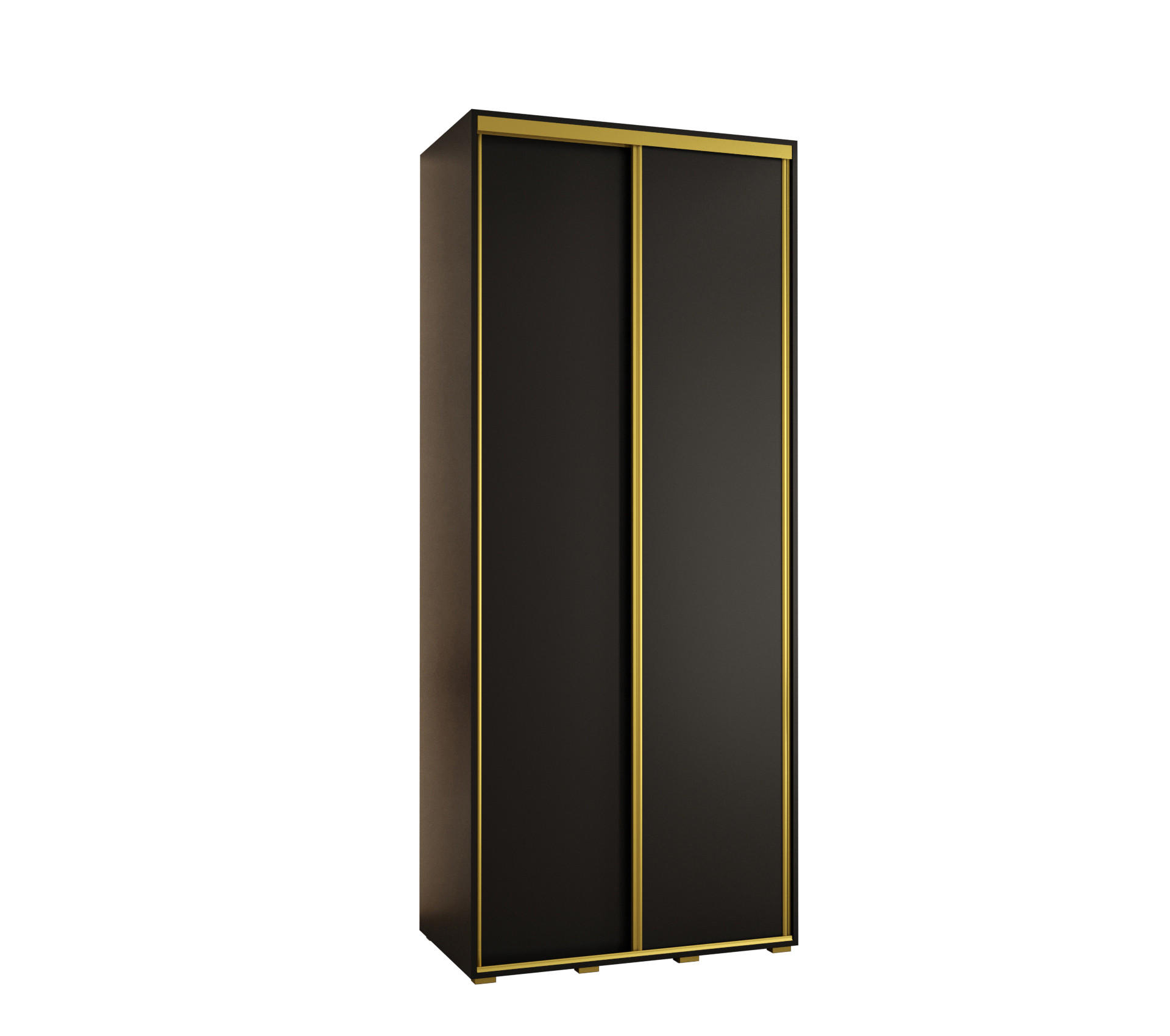 Abiks Möbel Schwebetürenschrank Schwarz, Schwarz, Gold 120x235x60 cm