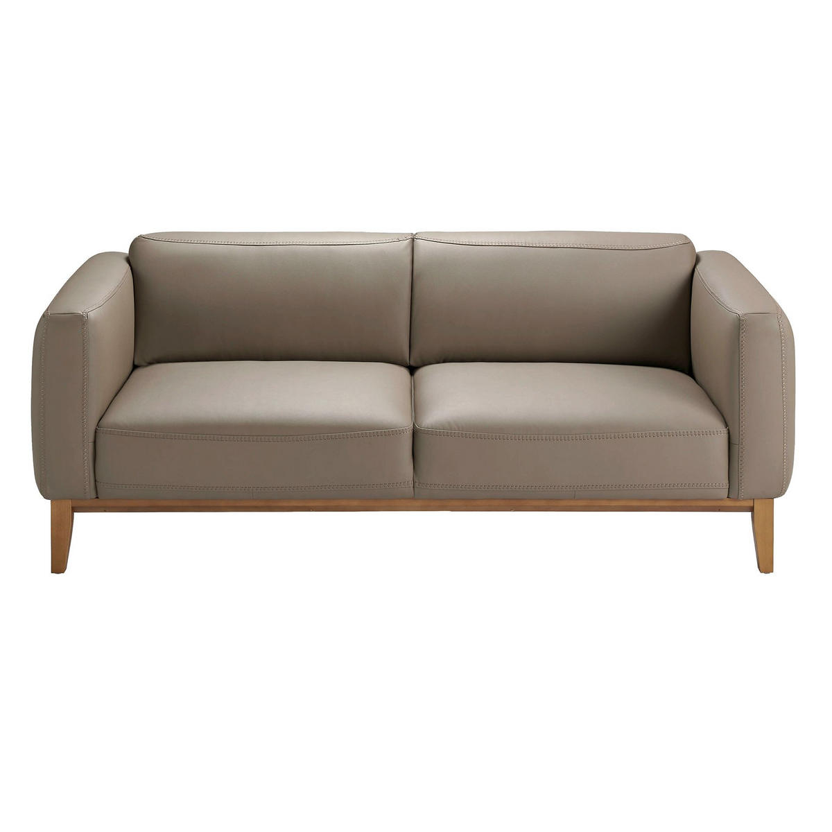 SOFA 3-sitzer nerz ledersofa 209/92/77 cm - Taupe/Walnussfarben, Leder (209/77/92cm) - ANGEL CERDA