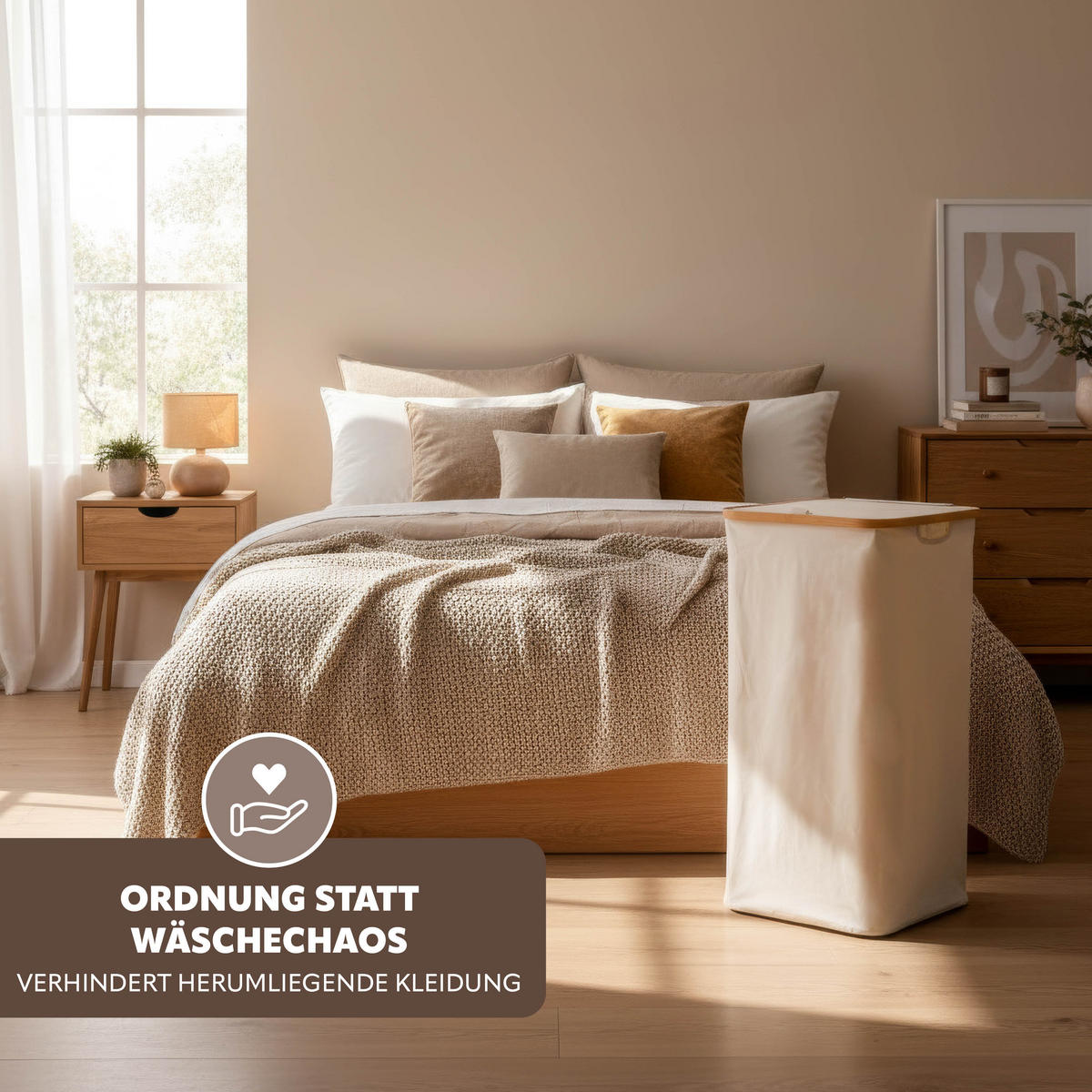 WÄSCHESAMMLER 100 Liter, beige - Beige, Textil (41/73.5/33.5cm) - bremermann