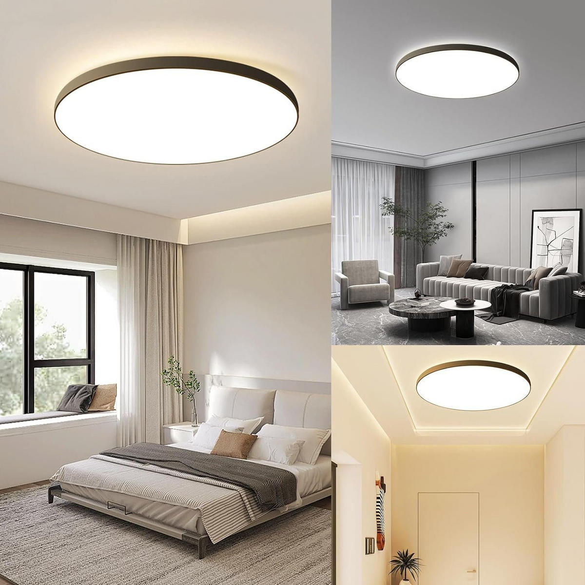 LED-DECKENLEUCHTE Eichhainbach 28.0/2.5/28.0 cm - Schwarz, Metall (28/28/2.5cm) - ZMH