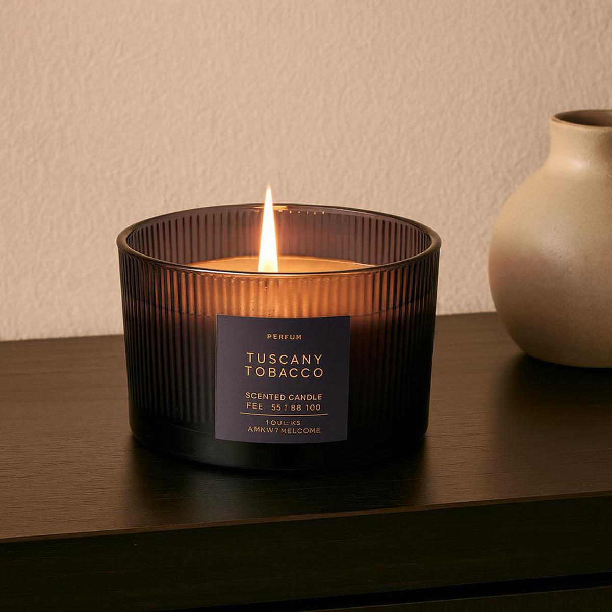 DUFTKERZE 18 Std. Brenndauer Fodu 13/13/8 cm - Anthrazit, Paraffin (13/8cm) - Home Styling Collection