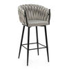 BARHOCKER LATINA gepolsterter mit Steppung - hellgrau - Samt Velour - Hellgrau/Schwarz, Metall (54/95/55cm) - NEW HOME