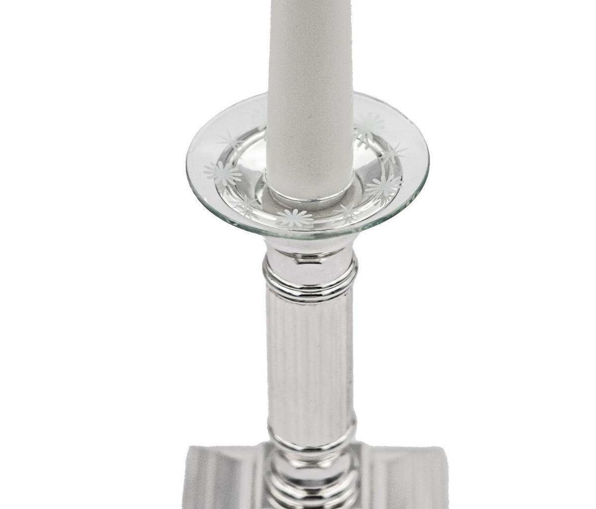 GLAS-KERZENMANSCHETTE (Bobeches) "Wintertraum" für Kerzen bis Ø 25 mm - Transparent, Paraffin (7/0.2/7cm) - Holfeuer Crystal Design