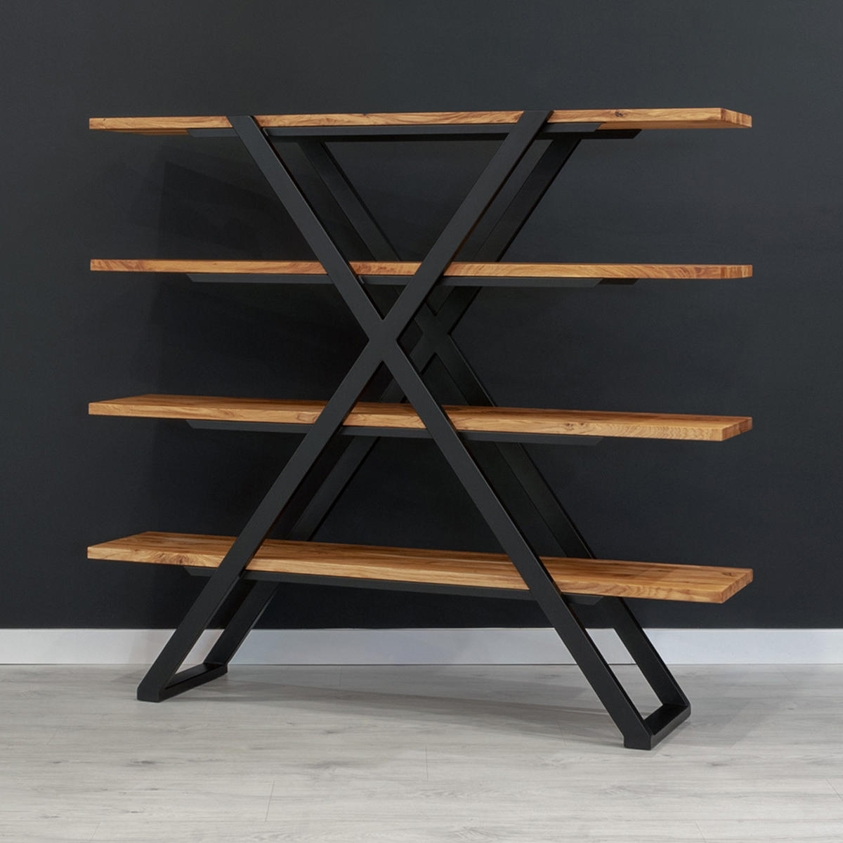 REGAL Lax aus massivem Eichenholz - Eichefarben/Naturfarben, Holz (180/160/43cm) - Danzz