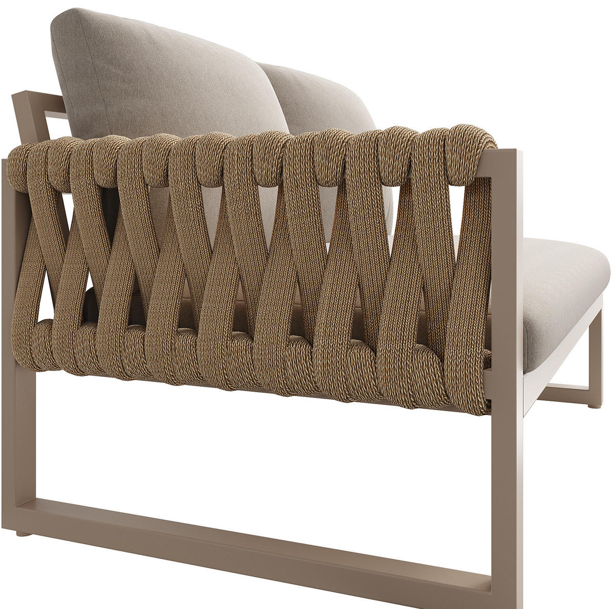 GARTENMÖBEL 110x66x86cm beige aus Metall und Olefin - Beige, Metall - Modfu