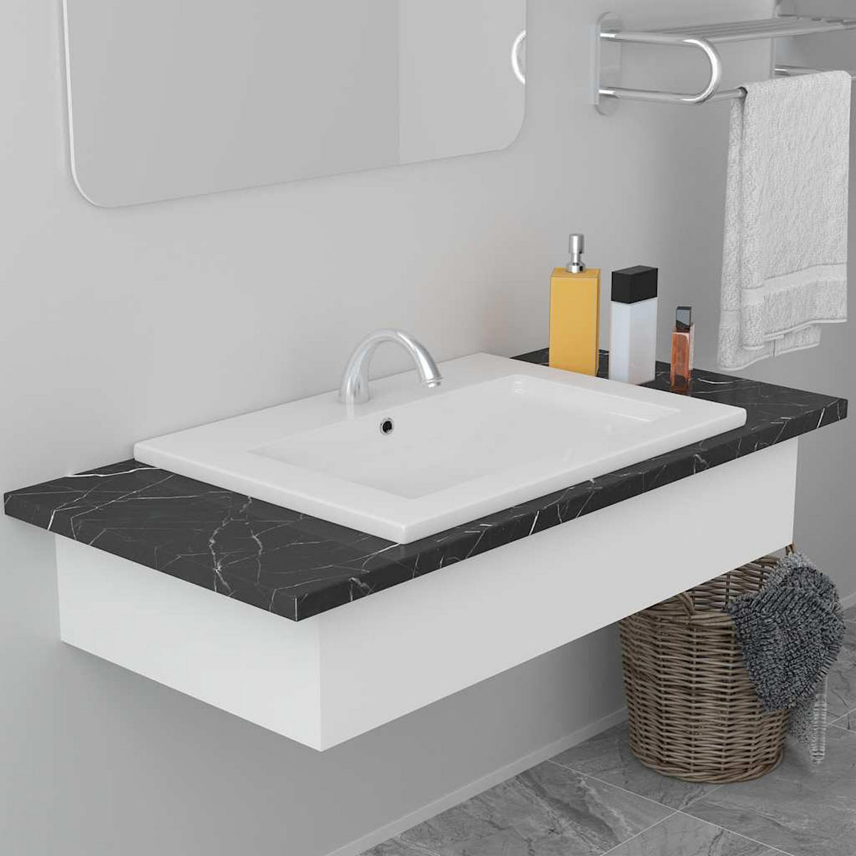 WASCHBECKEN Landgraf 61/39.5/18.5 cm - Weiß, Keramik (61/18.5/39.5cm) - Nettlife