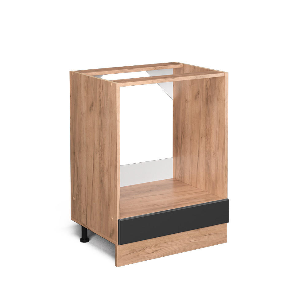 HERDUMBAUSCHRANK R-Line Anthrazit Hochglanz 60 cm ohne AP - Honigeiche/Schwarz Hochglanz, Holzwerkstoff (60/81.6/46cm) - Vicco
