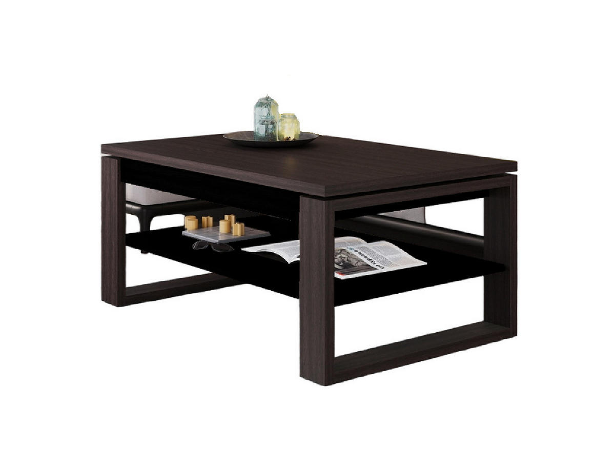 COUCHTISCH rechteckig Walnuss - Schwarz aufklappbar 110/65/50 cm - Wengefarben/Schwarz, Holzwerkstoff (65/110/50cm) - designimpex