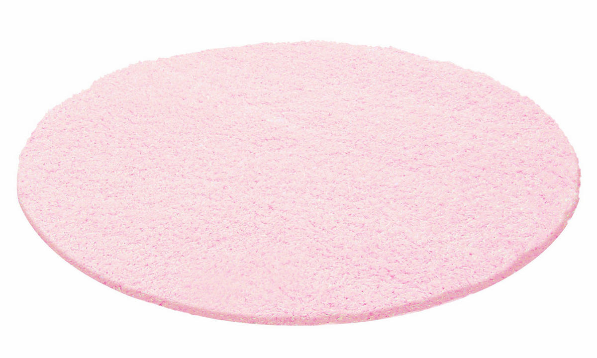 TEPPICH Hochflor Unifarben Polypropylen Wohnzimmer Shaggy Pink Rund 160x160 - Rosa, Textil (160/160cm) - KADIMA DESIGN