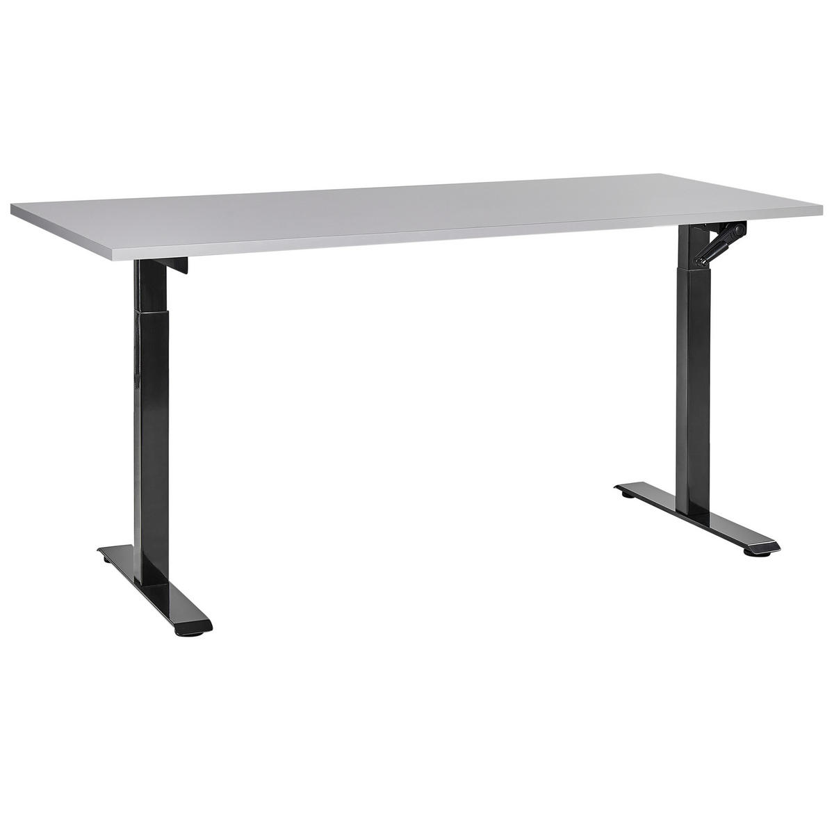 SCHREIBTISCH grauschwarz 160/72 cm manuell höhenverstellbar Destin III - Schwarz/Grau, Holz (72/160/74cm) - Beliani