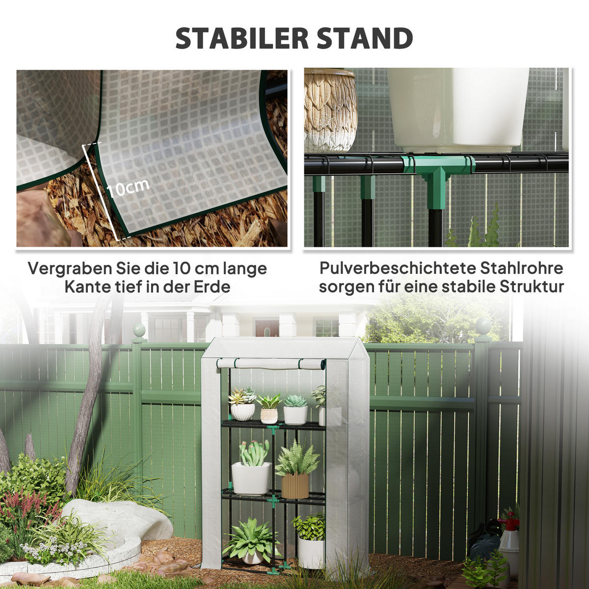 GEWÄCHSHAUS, 100L x 40B x 150H cm - Weiß, Kunststoff/Metall (40/150/100cm) - Outsunny