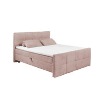 BOXBETT Breitcord, 7-Zonen-Tonnentaschen-Federkernmatratze, HR-30 Topper, Bettkasten - Beige/Schwarz, Holz/Kunststoff (180/200cm) - ed exciting design