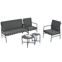 LOUNGEGARNITUR mit zwei runde Couchtische，grau - Grau, Metall - KOMHTOM