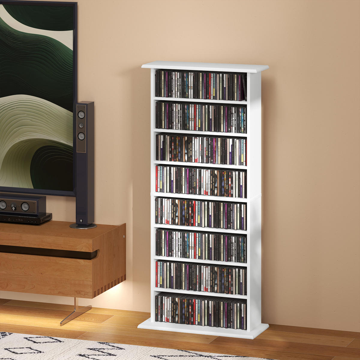 CD-REGAL DE-14456 8 Fächer, verstellbare Böden Weiß - Weiß, Holzwerkstoff (24/126.3/58cm) - ComfortXL