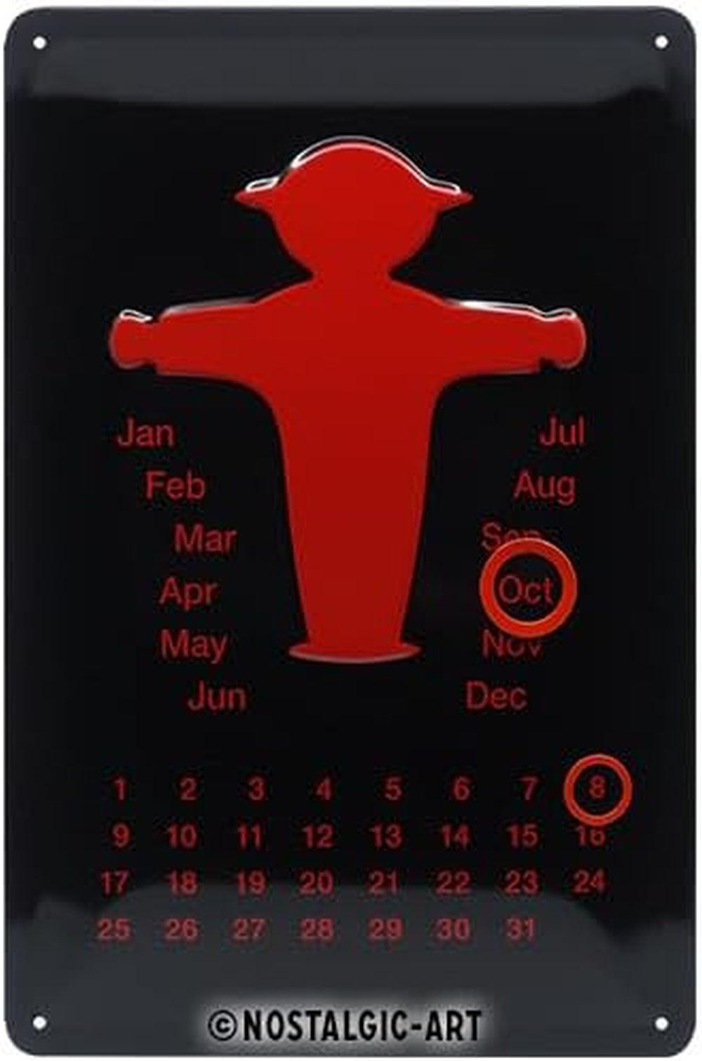 BLECHSCHILD 20/30 cm Ampelmann Rot Kalender - Multicolor, Metall (20/30/0.2cm) - Nostalgic-Art
