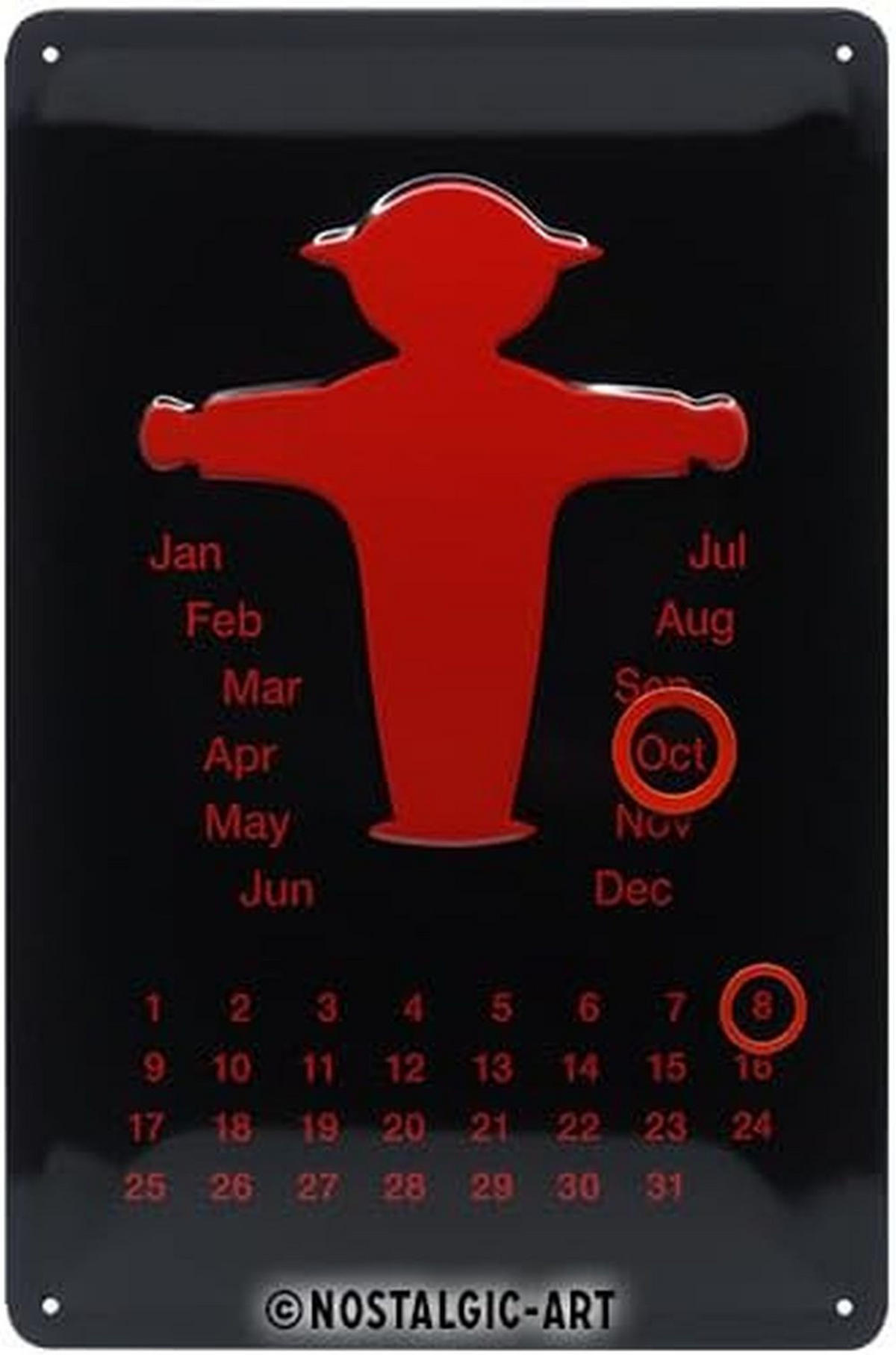 BLECHSCHILD 20/30 cm Ampelmann Rot Kalender - Multicolor, Metall (20/30/0.2cm) - Nostalgic-Art