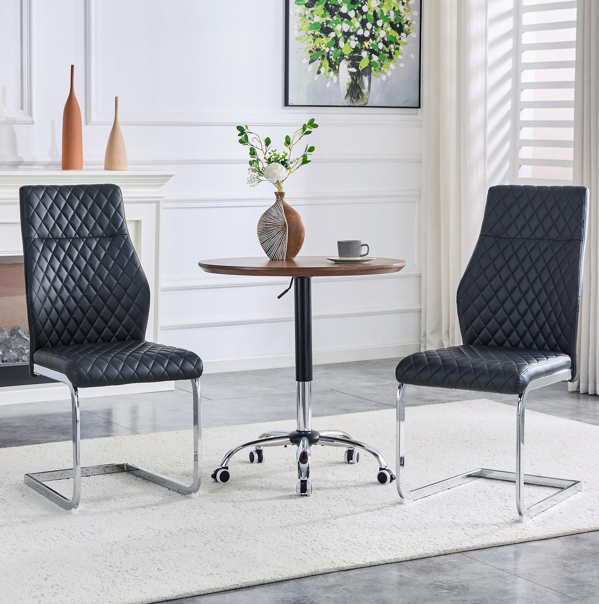 ESSZIMMERSTUHL 2er-Set mit hoher Rückenlehne 100 cm PU-Lederoptik Schwarz - Schwarz, Metall (63/100/43cm) - Meubliv