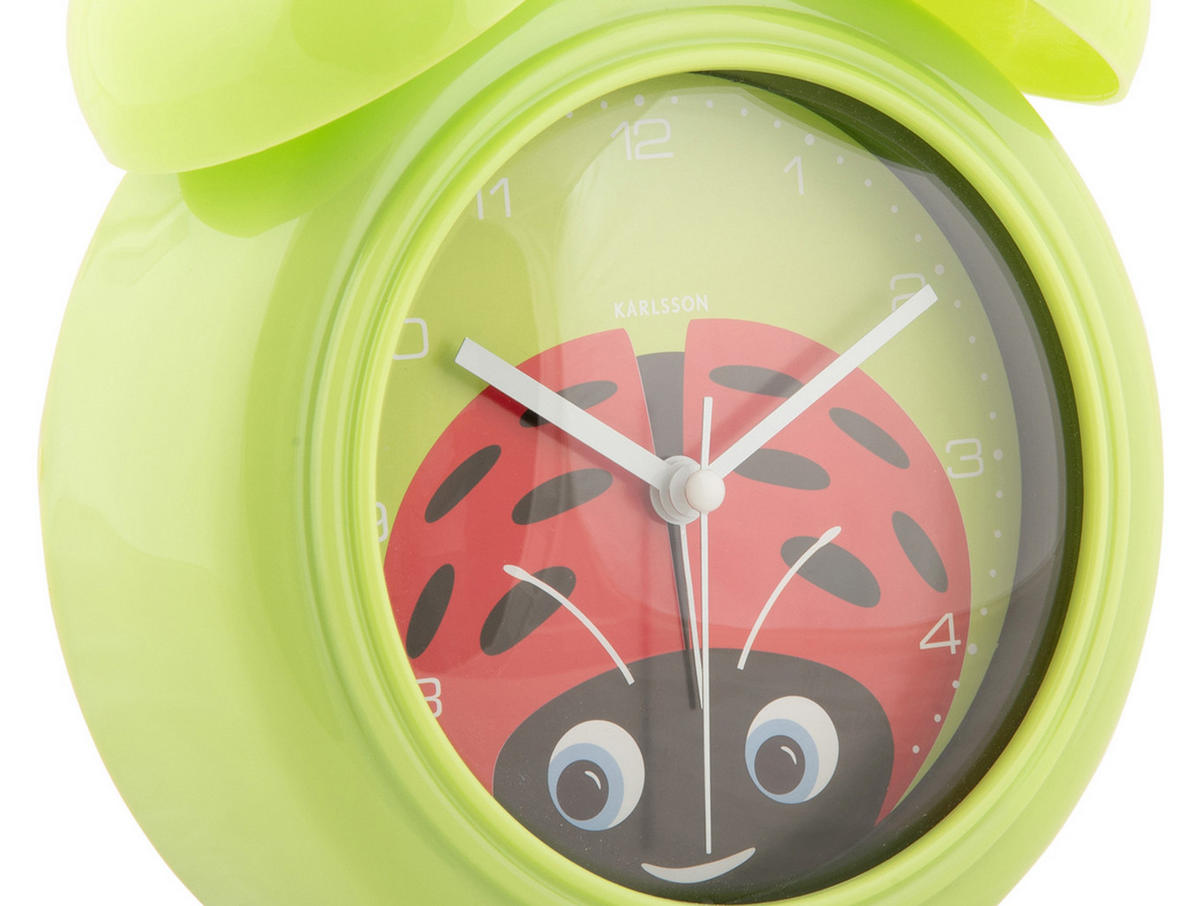 WECKER Peekaboo Ladybug 15.2/15.2/18.2 cm - Grün, Kunststoff (15.2/18.2/15.2cm) - Karlsson