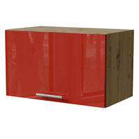 KLAPPHÄNGESCHRANK Brerra W4B/60 Eiche Artisan / RAL 3002 karminrot Hochglanz 60 / 32,5 / 36cm mit Gasdruckdämpfer - Rot/Eiche Artisan, Holz/Holzwerkstoff (60/36/32.5cm) - Feldmann-Wohnen