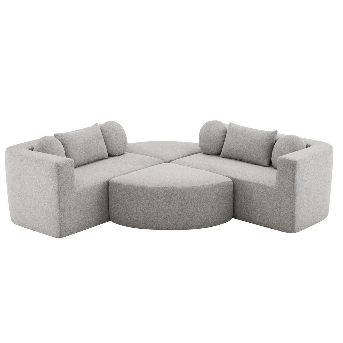 SCHLAFSOFA modular 292x165x68 cm aus Chenille, Grau - Grau, Textil (292/68/165cm)
