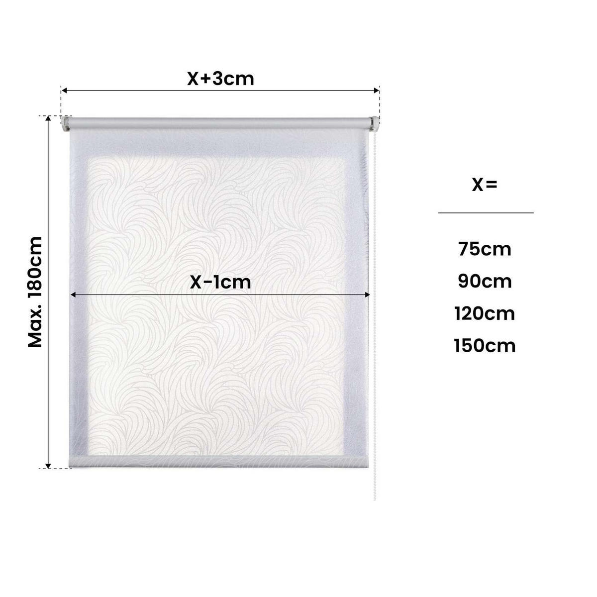 ROLLO Weiß Wellen, 150 cm x 180 cm - Weiß, Kunststoff (150/180cm) - STORESDECO