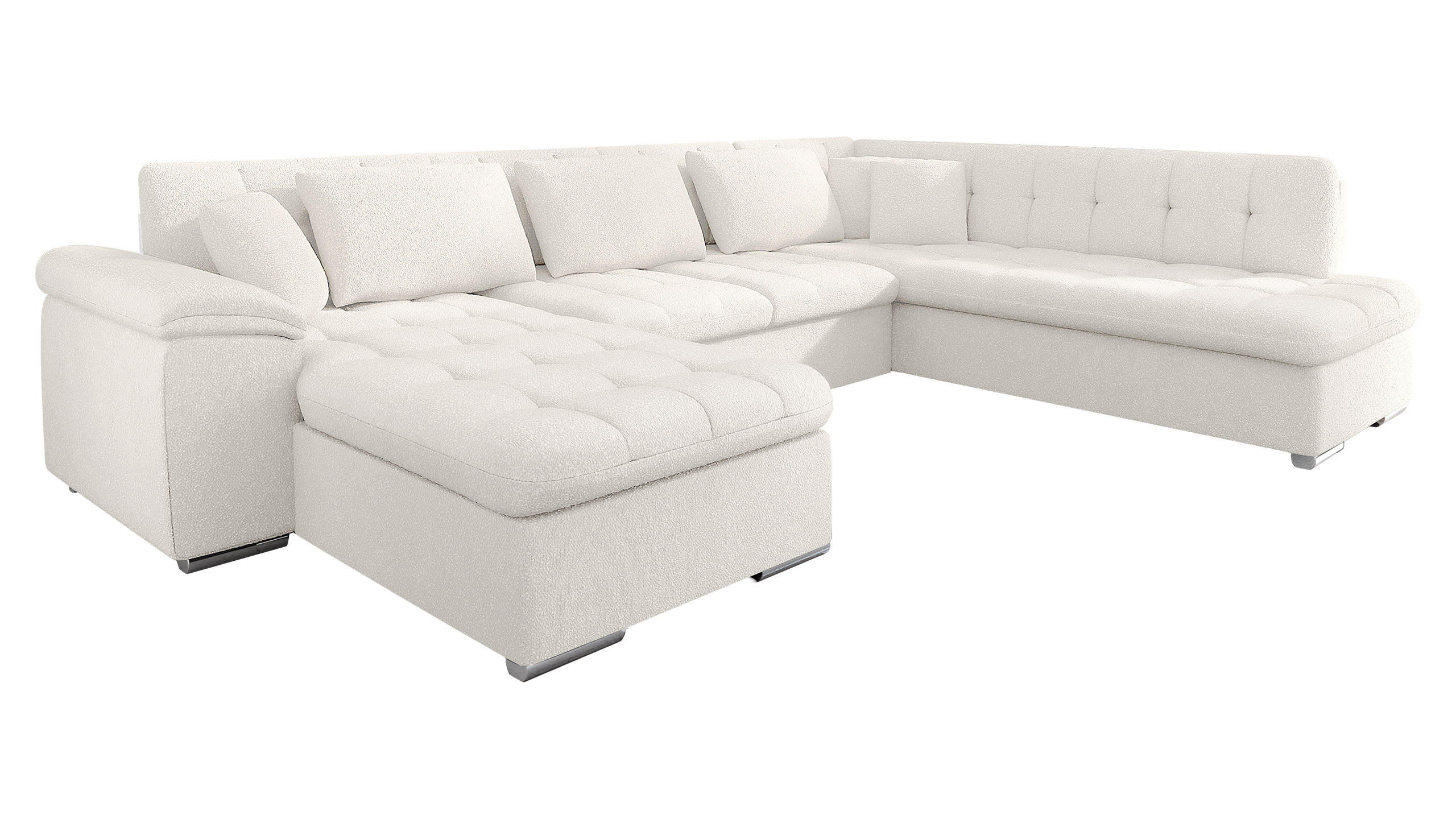 WOHNLANDSCHAFT Niko Bis Premium, Seite: Links - Creme, Holz/Textil (348/76/205cm) - MIRJAN24