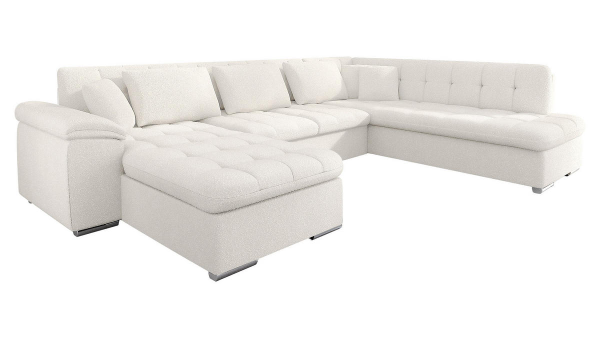 WOHNLANDSCHAFT Niko Bis Premium, Seite: Links - Creme, Holz/Textil (348/76/205cm) - MIRJAN24