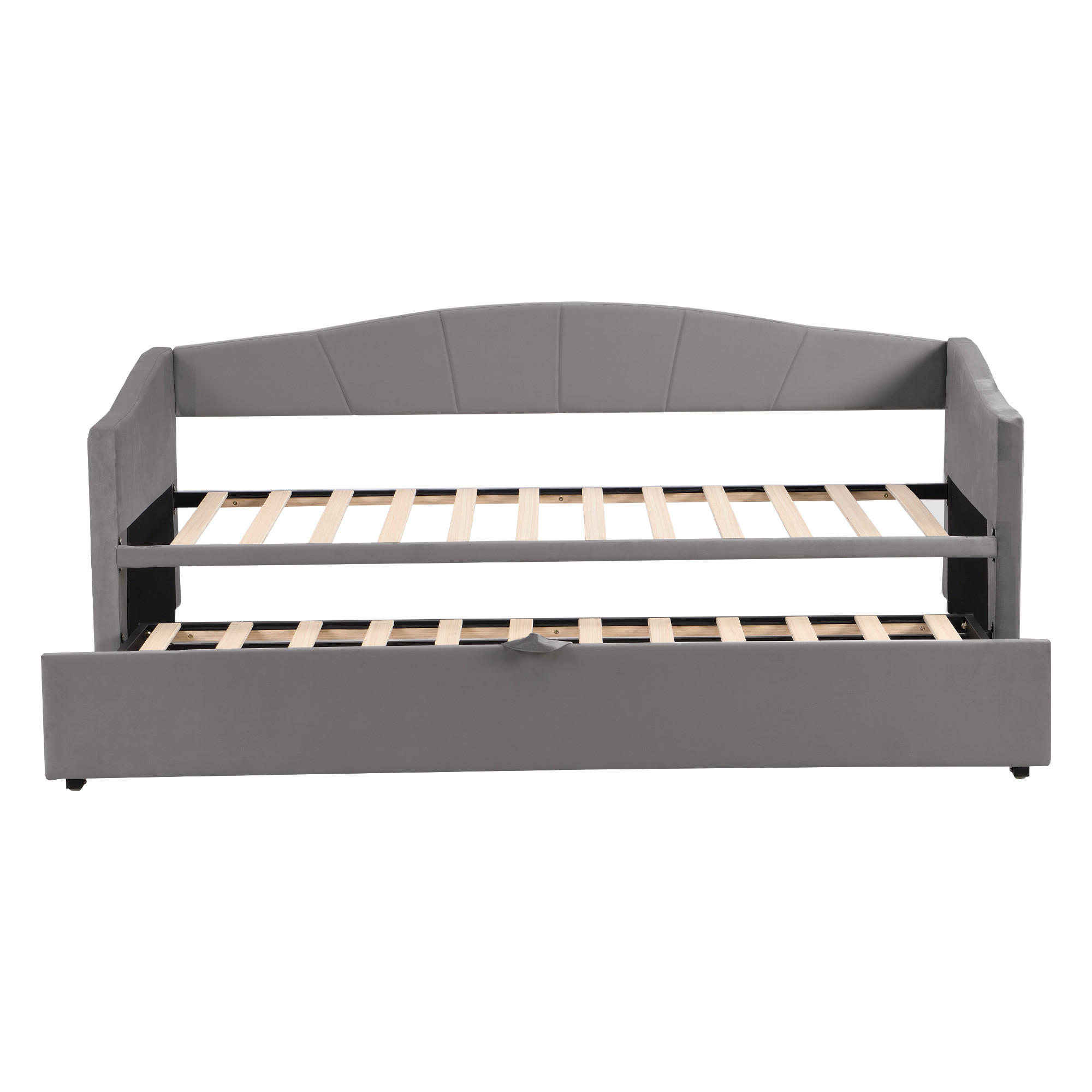 POLSTERBETT Ausziehbares Schlafsofa 90/180 cm grau mit Lattenrosten - Grau, Textil (90/200cm) - OKWISH