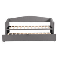 POLSTERBETT Ausziehbares Schlafsofa 90/180 cm grau mit Lattenrosten - Grau, Textil (90/200cm) - OKWISH