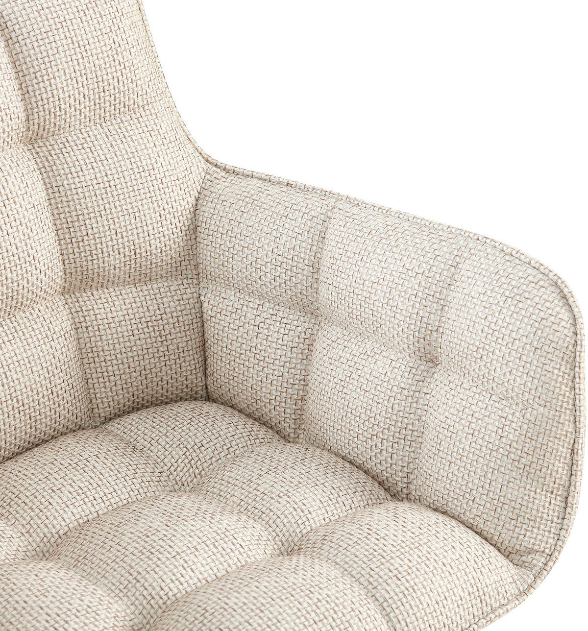 ARMLEHNENSTUHL Stoff Elfenbein - Creme/Schwarz, Textil/Metall (62/87/59cm) - CLP