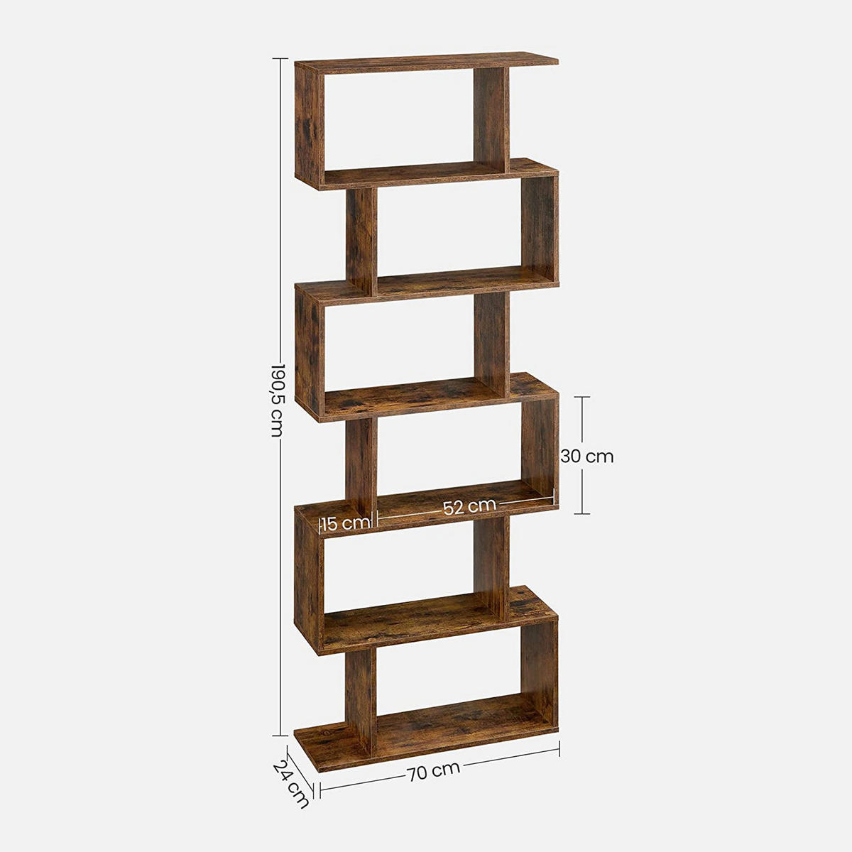 BÜCHERREGAL BANGUI - Braun, Holzwerkstoff (24/190.5/70cm) - Hansiro