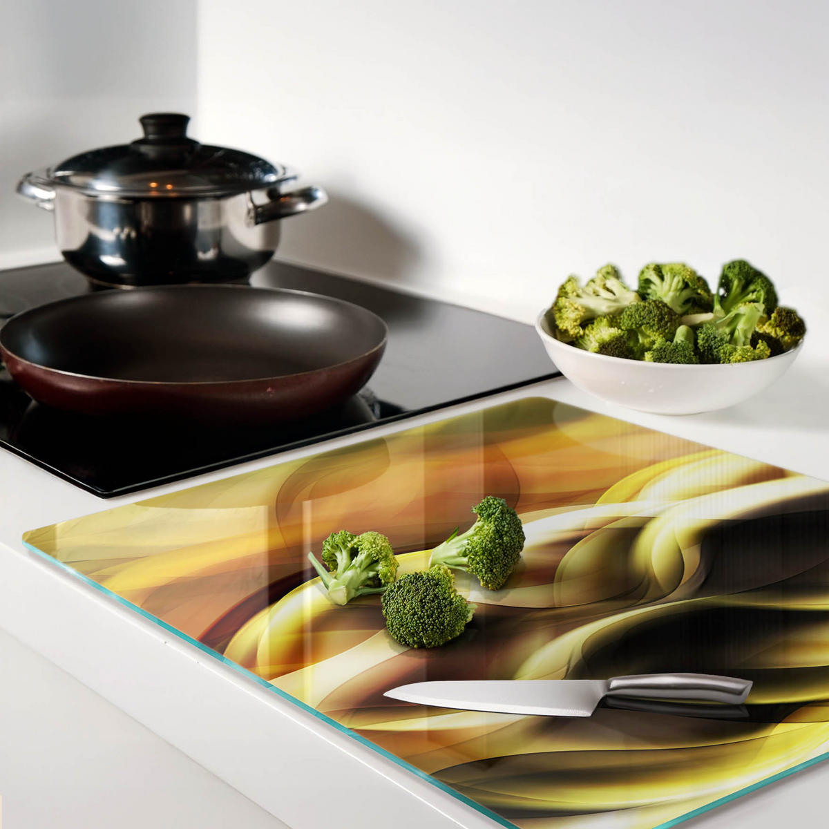 GLASPLATTE 60x52 cm Goldenes Licht - Goldfarben, Glas (60/0.4/52cm) - TULUP