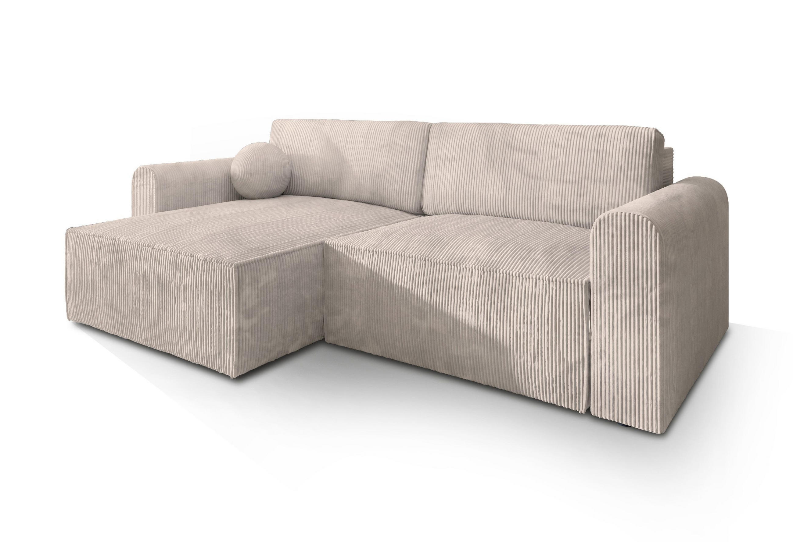 ROHOVÁ SEDAČKA FIANO krémová - šedá/krémová, dřevo/textil (245/148cm) - MASSENO