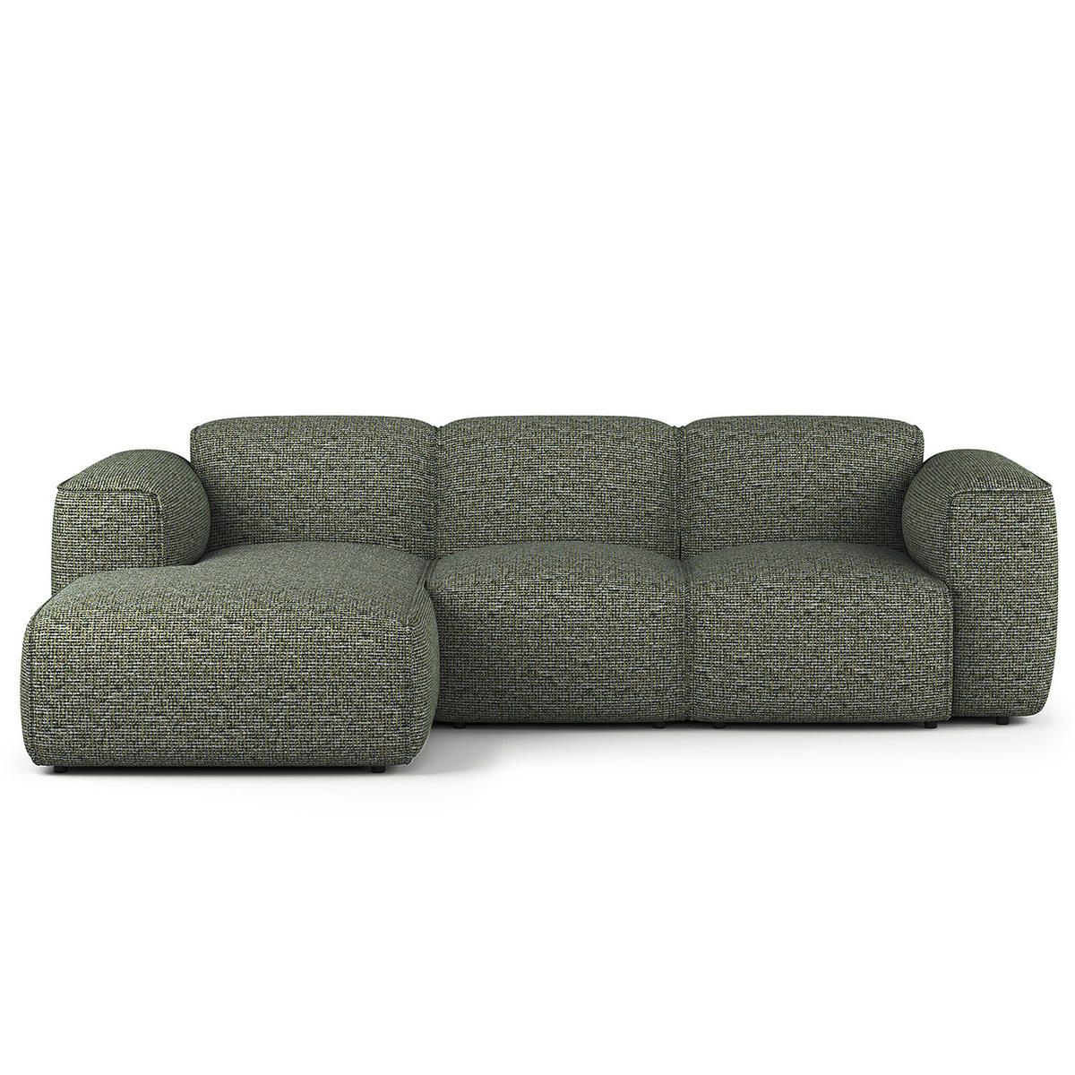 3-SITZER ECKSOFA mit Longchair - Schwarz/Grün, Kunststoff/Textil (251/173cm) - home24