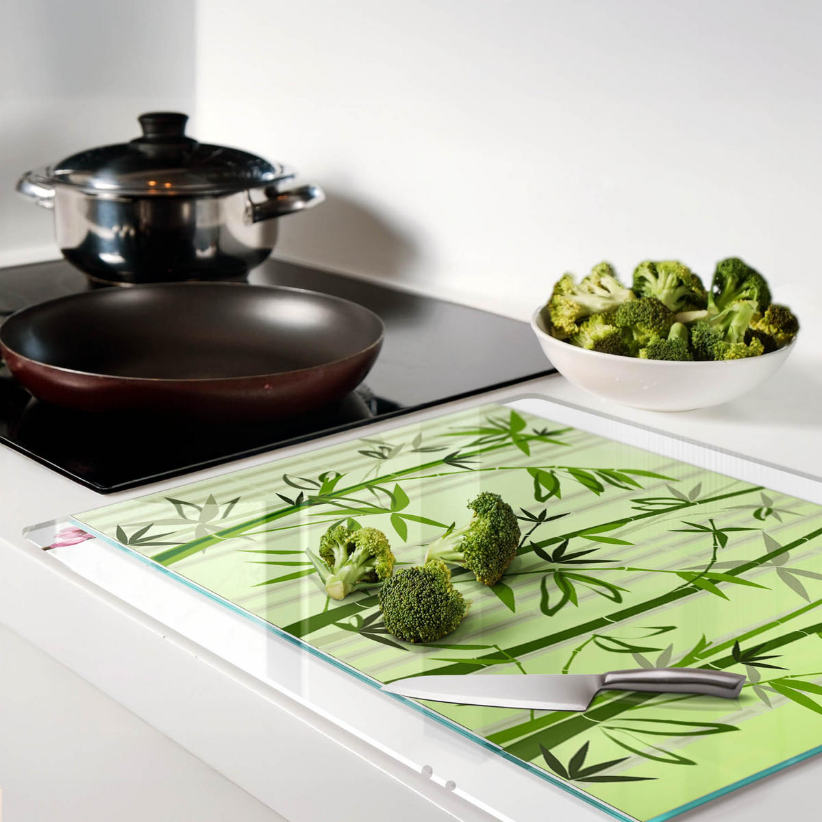 GLASPLATTE 60x52 cm Bambus - Grün, Glas (60/0.4/52cm) - TULUP
