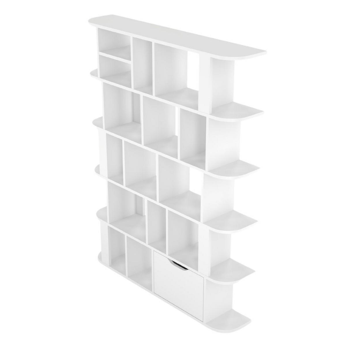 BÜCHERREGAL Sala, Weiß, Abgerundeten Kanten, 24 Fächern - Weiß, Holzwerkstoff (125/162/25cm) - Skandica