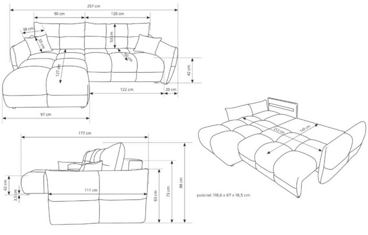ECKSOFA Grafit BOSE Mit Schlaffunktion Rechts - Graphitfarben, Textil (177/257cm) - Sepro Meble