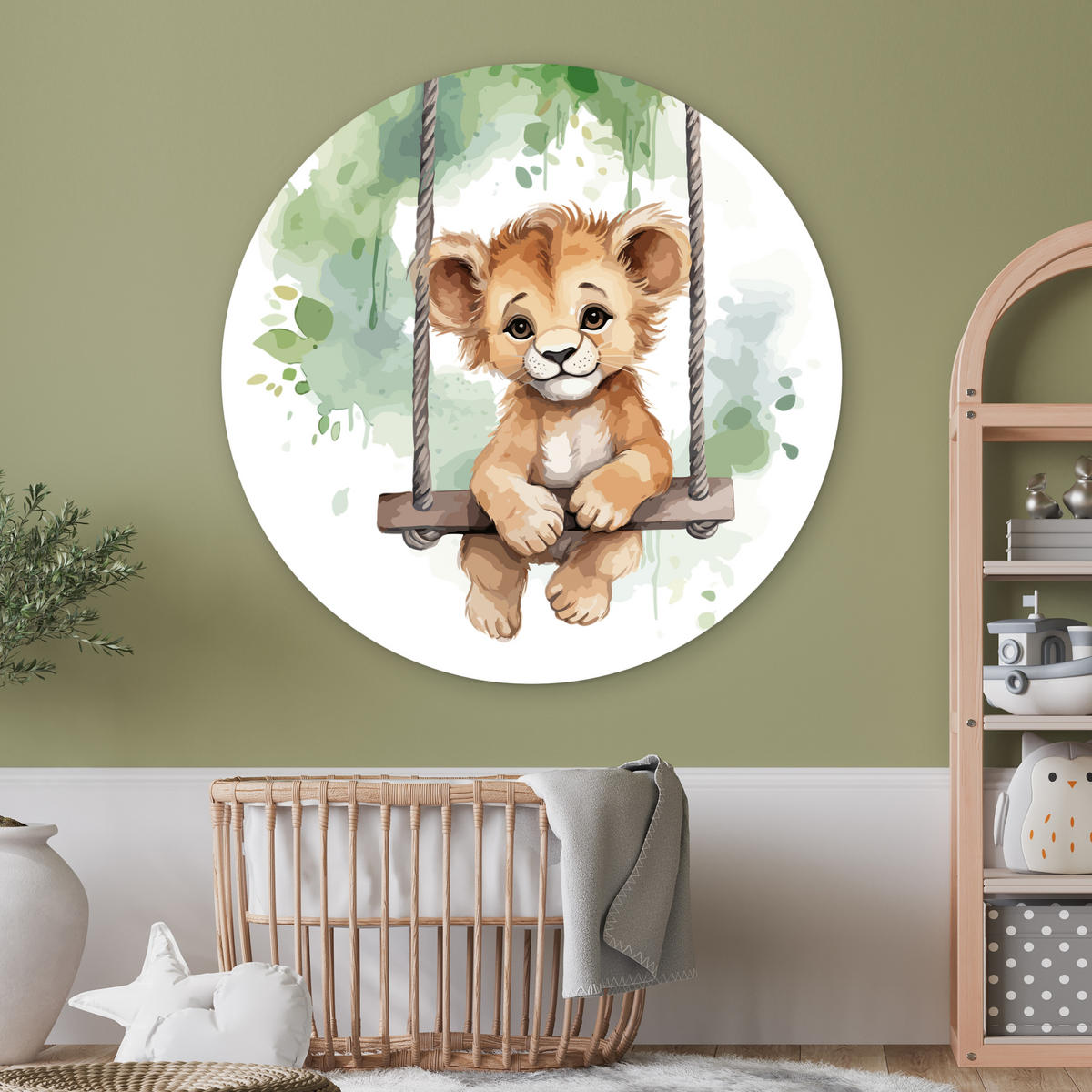 WANDBILD Löwe - Tier - Kinder - Dschungel 150x150 cm - Hellbraun, Kunststoff (150/150cm) - MuchoWow