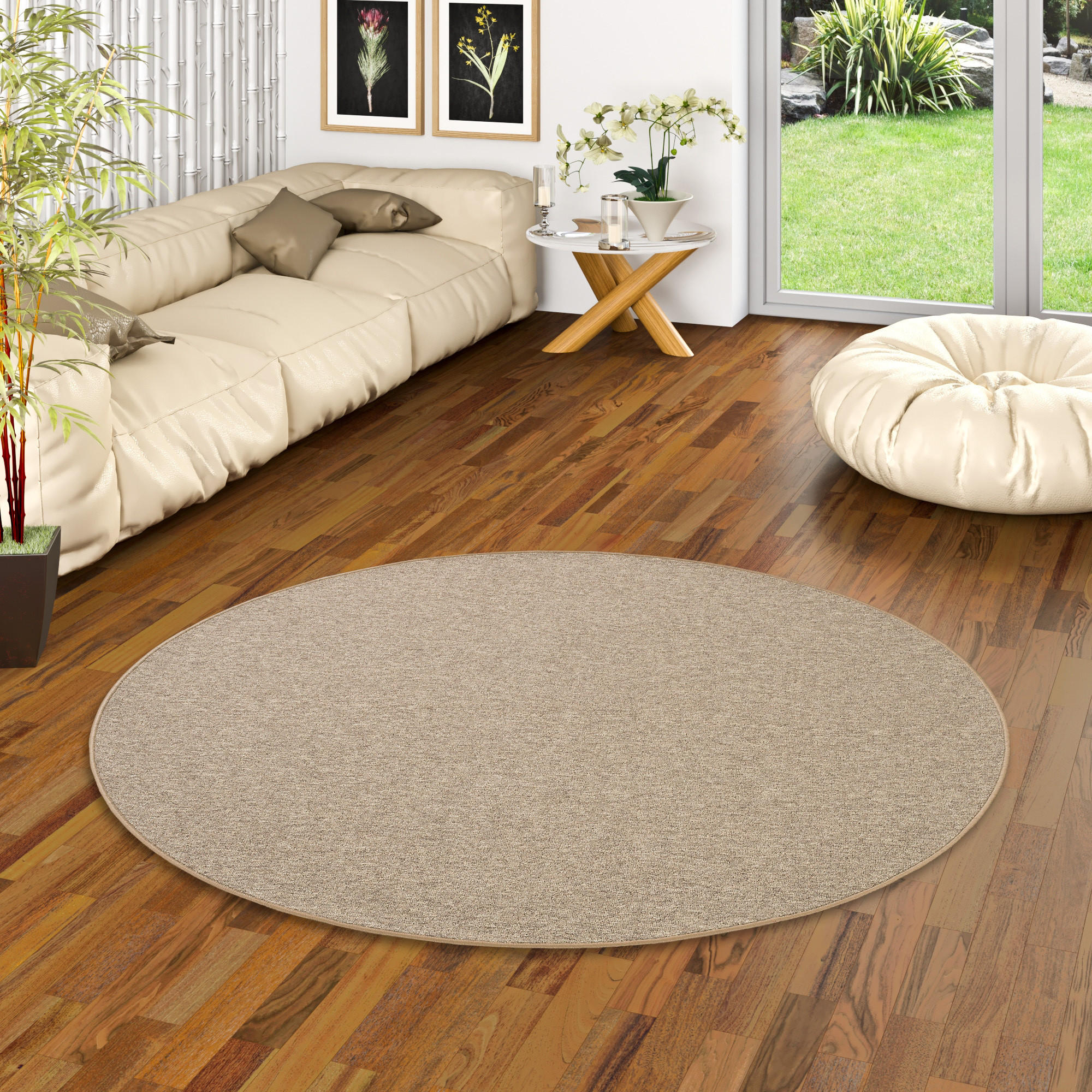 FEINSCHLINGEN VELOUR TEPPICH STRONG RUND - Nussbaumfarben, Textil (100/100cm) - Snapstyle