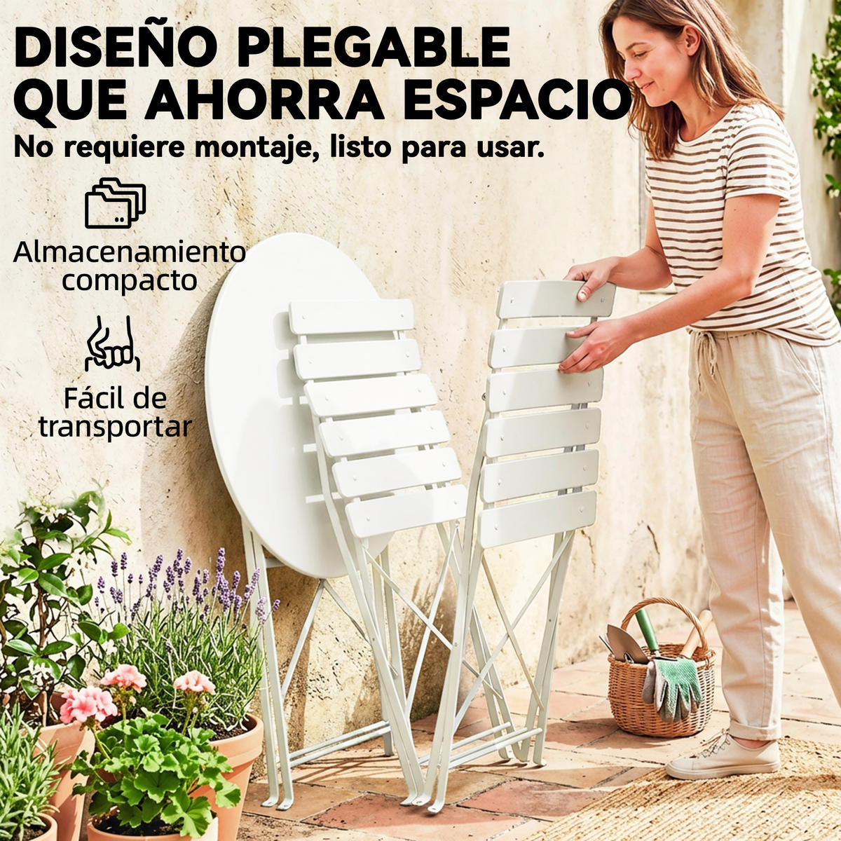 GARTEN-BEISTELLTISCHSET Creme 3 Stück - Beige, Metall (58/58/70cm) - GiPP